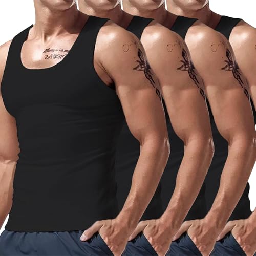 Débardeur de compression homme lot de 4 t-shirts sans manches coupe muscle noir