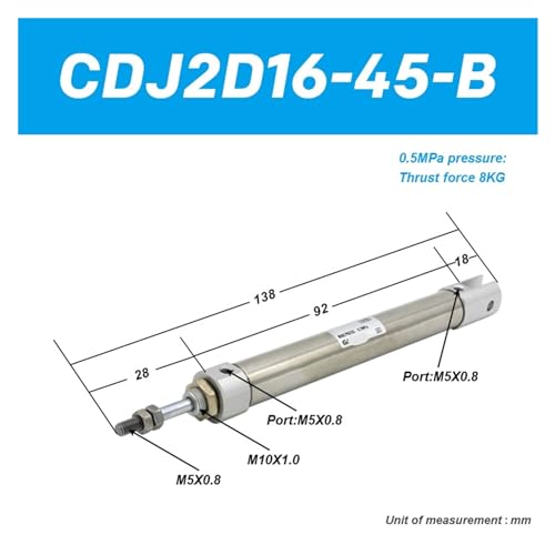 Cilindro neumático CDJ2D16 con carrera de 100mm para un control de movimiento preciso 3