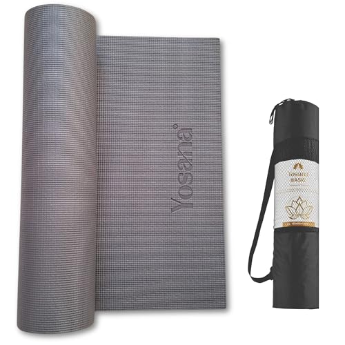 Tapis de yoga avec sac de transport | Tapis de sport antidérapant | Tapis de gymnastique souple | Tapis de Pilates robuste 183 x 60 cm | Épaisseur 6 mm