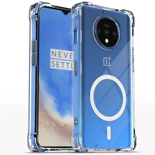 Image of Pikkme Back Cover for OnePlus 7T Mag-Safe Shockproof PC + TPU Protective Case Magnetic Support Bumper Case (Transparent Mag-Safe)