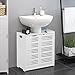 Meuble sous lavabo de Salle de Bain avec Double Porte, Armoire sous Vasque Placard de Rangement de Sol etagère de Salle de Bain Meuble de Rangement Dessous lavabo MDF, Blanc, 60 x 30 x 60 cm
