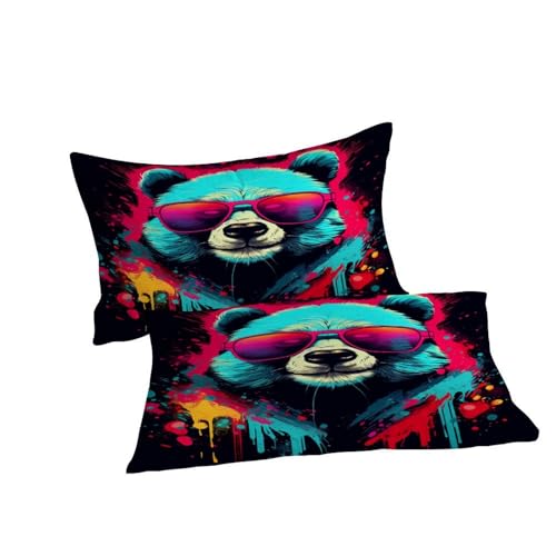 Housse de couette panda anti-plis en microfibre douce pour grand lit double - 7