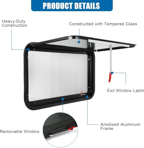 Image of RV Exit Window, Tinted with Net Screen and Trim Ring