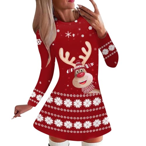 Robe de fête de Noël à motif flocon de neige idéale pour le réveillon décontracté