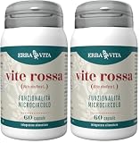 ERBA VITA Integratore Alimentare di Vite rossa - 60 Capsule - Utile al microcircolo, in particolare sostiene gli arti inferiori (Confezione da 2)