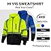 QELIN High Visibility Safety Sweatshirt ANSI Class 3 Reflective Work Fleece Hi Vis Hoodies Zipper Jacket Yellow