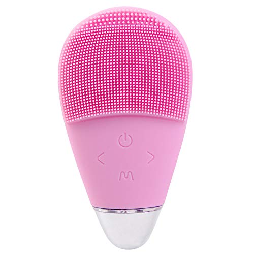 Preisvergleich Produktbild Elektrische Gesichtsreinigungsbürste, Silikon Gesichtsbürste - porentiefe Reinigung Gesichtsreiniger und Reinigungsbürste für alle Hauttypen Anti-Aging System IPX7 Wasserdicht, USB aufladbar,Rosa