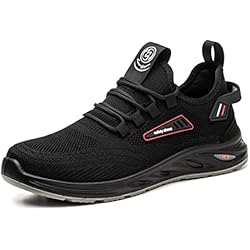 Zapatos De Seguridad Livianos Para Mujer Zapatos de Seguridad Hombre Mujer con Punta de Acero Zapatillas de Trabajo Ligeras y Cómodas Zapatos De Deportivos Transpirables Calzado de Construcción Negro Talla 39 EU