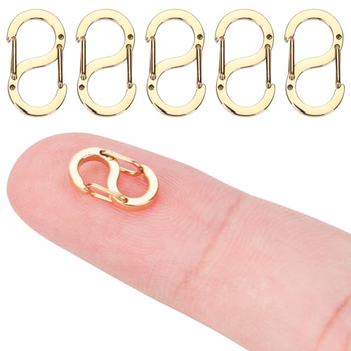 5pcs Lobster Clasp Double Opening Shorten Clasps, Stainless Steel Necklace Clasp and Closures Bracelet Connectors Charm Clasp Necklace Clip Shortener for DIY Jewelry Repairing (Gold)