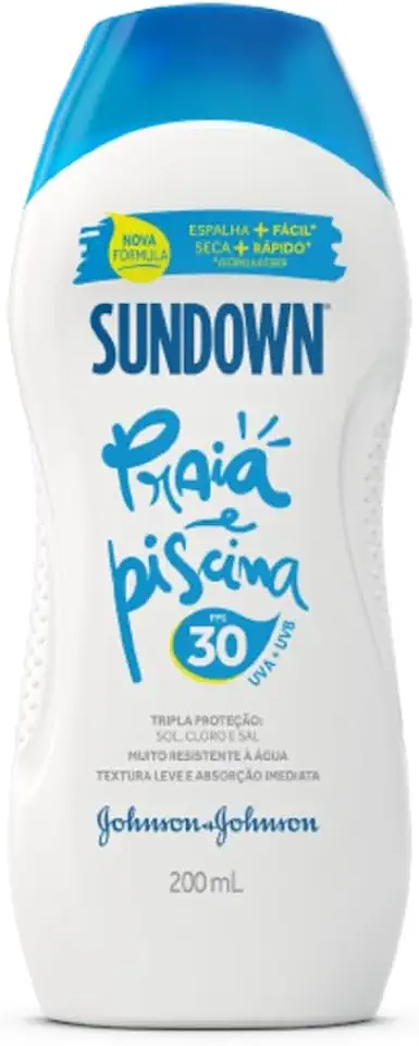 Protetor Solar Corpo e Rosto SUNDOWN® Praia e Piscina FPS 30, 200mL
