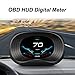 Car HUD, Multifunctional Vehicle OBD Gauge Display, 3.0in Color LCD HUD Digital Speedometer for OBD2 Model Gasoline Vehicles