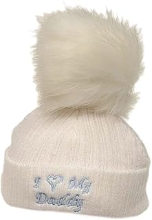 Gum & Berries Baby,Clothing,Baby Boys 0-24m,Accessories,Hats & Caps Baby Girls Knitted Pom Pom Hat Boys Winter Bobble Ribbed Warm Beanie Hats I Love My Mummy Daddy Newborn - 3 Months