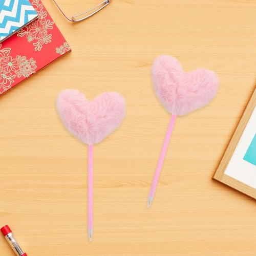 Bolígrafos rosas con pompón de corazón ideales para firmas de bodas 5