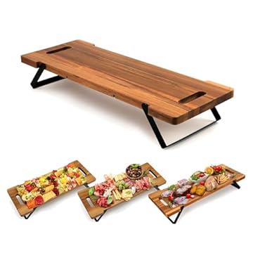 wooden serving board with legs