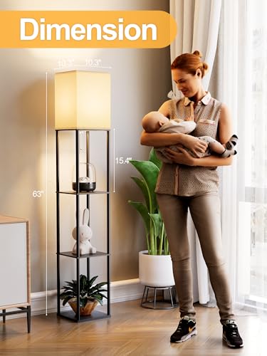 Shelf Floor Lamp with 3 CCT LED Bulb for Living Room & Bedroom