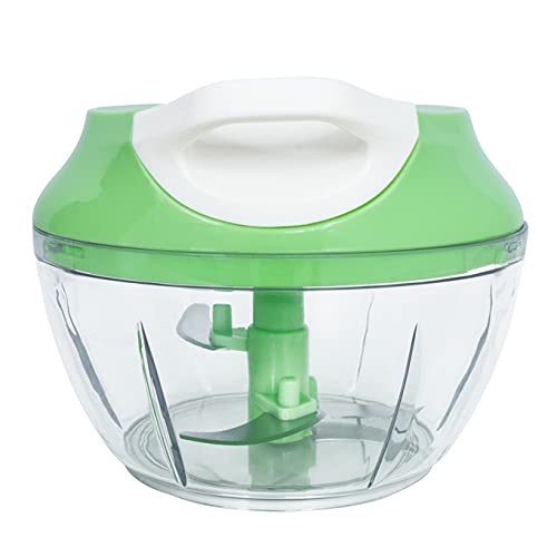 Mini Triturador Processador de alimentos manual alho cebola 3 Lâminas inox 550ml Top, Cor: (Verde)