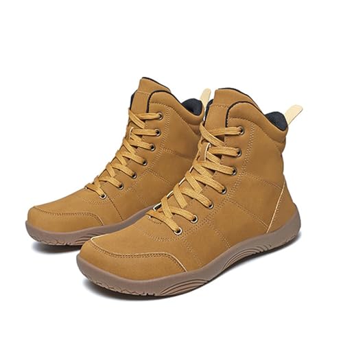 Best Barefoot Boots Black Yellow: Top Picks & Reviews 15 Men'S Suede Barefoot Desert Boots Wide Toe Box Zero Drop Sole Lace Up Non Slip Warm Winter Arch Support Chukka Ankle Boots For Outdoor Hiking Walking Driving (Yellow,10)