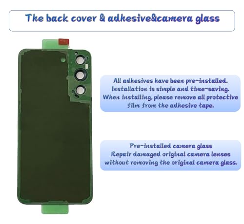 Image of Galaxy S23 FE Rear Back Cover Replacement with Pre-Installed Camera Lens+Tools+Pre-Adhesive for Samsung Galaxy S23 FE SM-S711U S711W All Carriers (Blue) (Blue)
