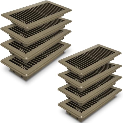 Floor Vents 4x10-8 Pack Heavy Duty Steel Floor Vent Covers - Vent Covers for Home Floor - Floor Register Easy Adjust Air Supply Walkable - Brown