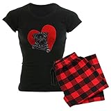 CafePress Black Pug Heart Women's Dark Pajamas Womens Novelty Cotton Pajama Set, Comfortable PJ...