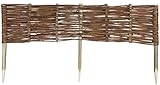 Weide Beeteinfassung in 16 Größen Weidenzaun Rasenkante Beetbegrenzung Steckzaun imprägniert mit Buchepflöcken für leichtes Einsetzen Palisade Länge: 100 cm Höhe: 20 cm
