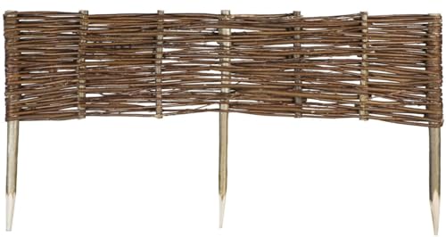 Weide Beeteinfassung in 16 Größen Weidenzaun Rasenkante Beetbegrenzung Steckzaun imprägniert mit Buchepflöcken für leichtes Einsetzen Palisade Länge: 120 cm Höhe: 20 cm