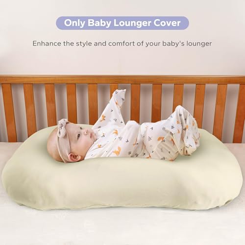 Image of FUNUPUP Baby Lounger Cover Only Rayon Derived from Bamboo, Khaki | Removable Elastic, Soft Breathable, Easy On /Off Change, Machine Washable