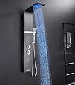 POPFLY LED Shower Panel Tower System with Shelf, MIST & Rainfall Shower Head and Rain Massage System with 2 Body Jets, Tub Spout, Handheld Shower with 59" Hose, 304 Stainless Steel, Matte Black