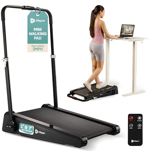 Image of Lifepro Smallest Portable 30in Small Mini Walking Pad Treadmill Installation Free, Adjustable Incline, Under Desk Work Compact Treadmills for Home /Office - Max Load 220Lbs & Speed 3MPH