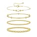 HABIKIP 14K Gold Plated Beaded Bracelets for Women Trendy, Bracelet Stack Sets Dainty Pearl Charm Bracelets for Women Adjustable Non Tarnish Accessories Fashion Jewelry Gifts