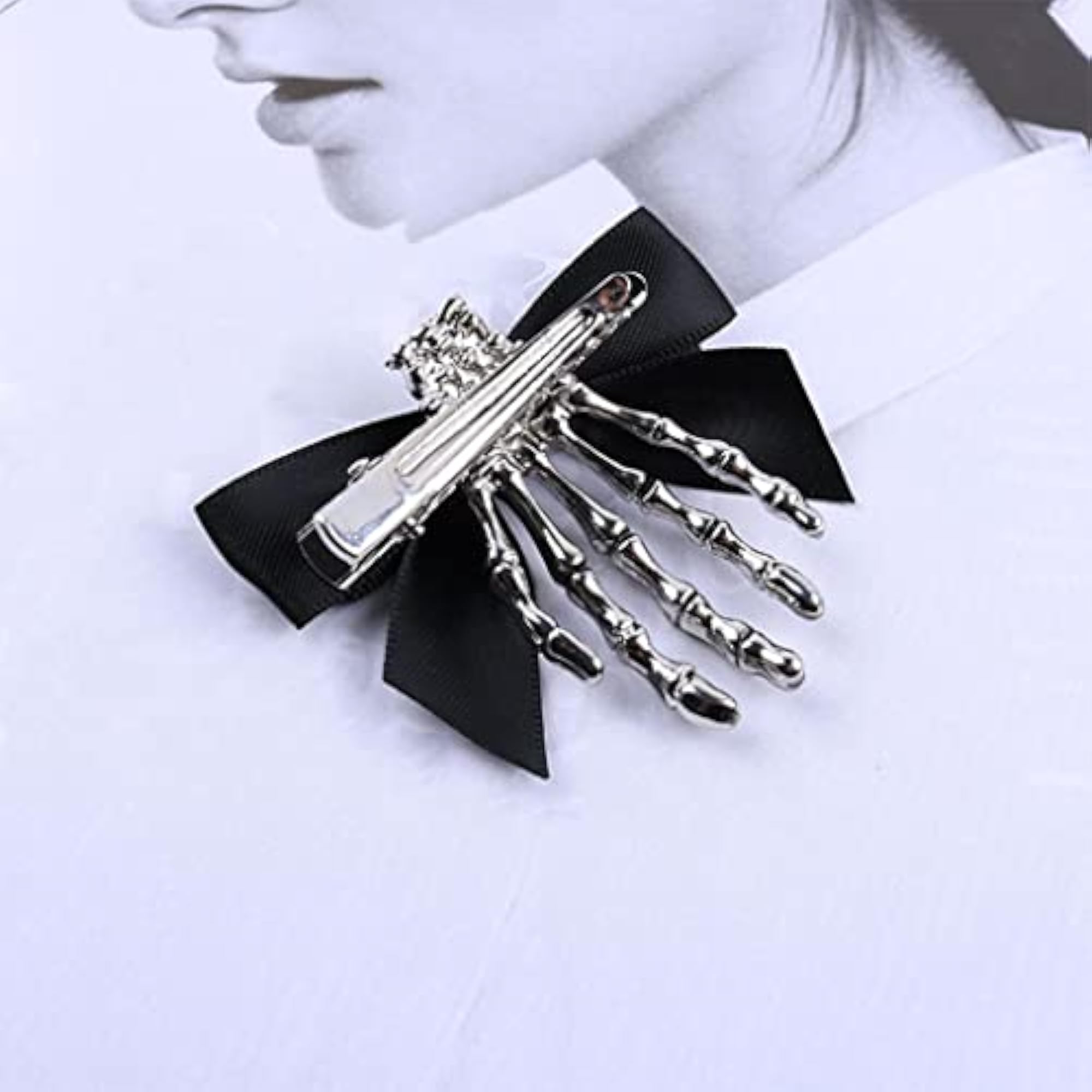 Bowknot Skull Hand Hair Clip, Cosplay Accessory
