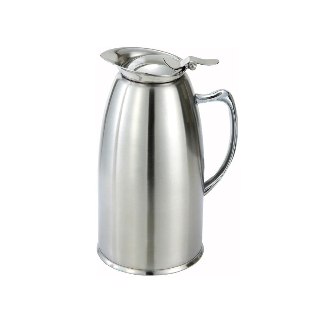 Soro Essentials- 20 oz Stainless Steel Double Wall Beverage Server Satin Finish- Coffee Server Pot Water Pitcher Beverage Carafe Pitcher Hot/Cold Water Jug for Juice and Iced Tea Carafe