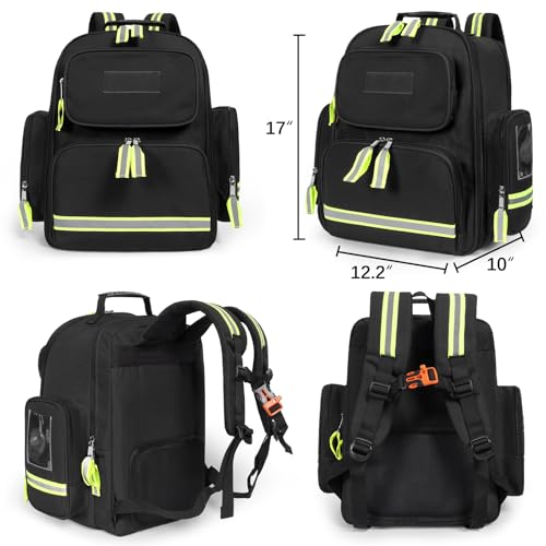 Image of Gatycallaty First Aid Backpack Emergency Medical Backpacks Empty Waterproof Survival Bags Trauma Bag for Nurses Home Car (Black)