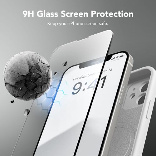 Image of Magnetic for iPhone 12 Case, Compatible with MagSafe, [Full Camera Protection][Screen Protector] Silicone Shockproof Protective Phone Case for iPhone 12 6.1 inch, White