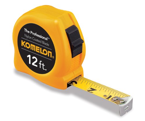 Komelon 4912 The Professional Nylon Coated Steel Blade Tape Measure 12-Feet by 5/8-Inch, Yellow Case