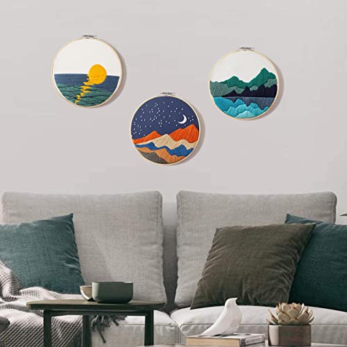 Embroidery Kits For Beginners Adults, Stamped Cross Stitch Kits For Adult Beginners Embroidery Starter Kit With Pattern, 3 Embroidery Hoop And Fabric, Needles Threads (Attached Teaching Video Qr Code) #TOP6