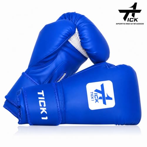 Image of Boxing Gloves for Men & Women, Punching Gloves for Training & Heavy Bag Punching with Moulded Foam Padding. Durable PU Material with Secure Velcro Wrist Support (Blue, 14 oz)