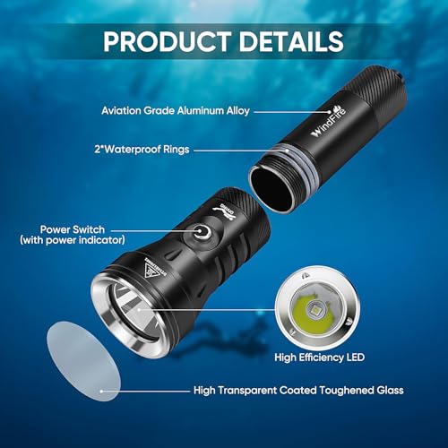 Lampe de poche de plongée rechargeable WindFire étanche avec indicateur - 6