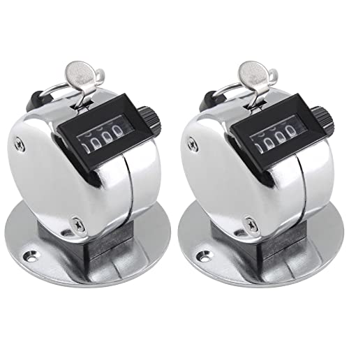 Jiozermi 2 Pack Desk Tally Counter, 4 Digit Number Counter Clicker, Mechanical Number Click Counters for Handheld or Base Mount
