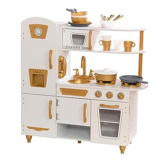 Kidkraft - 53445 - Cuisine de Jeu avec Dinette 27 Pièces Blanc/Doré