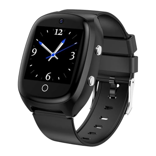 Ethelred D300 Elderly Smart Watch GPS Positioning Tracker Senior Fall Detection 4G Sim Card SOS Phone Video Call Heart Rate Smartwatch (Black)