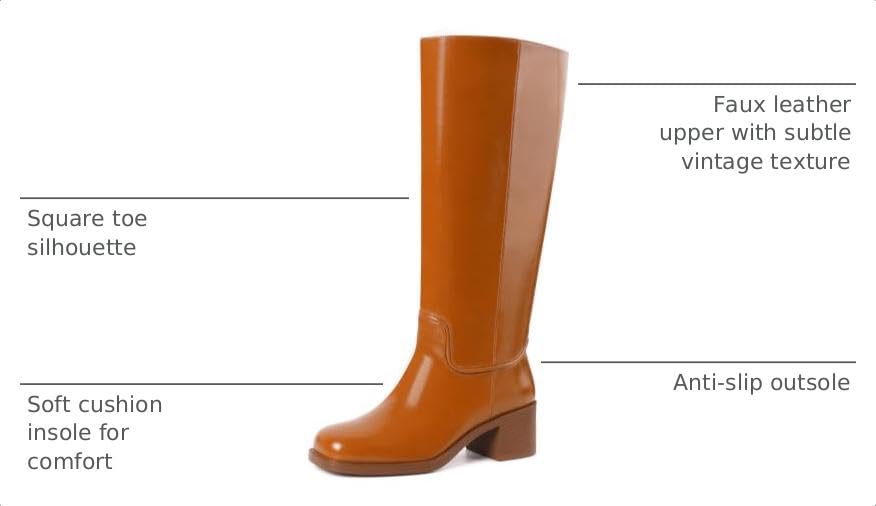 Image of Knee High Boots for Women Chunky Block Heel Tall Boots