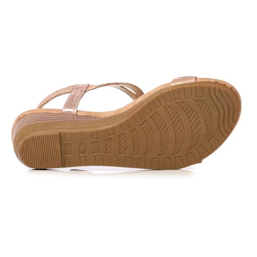 Women's Wedge Sandals Summer Comfortable Casual Bohemian Rhinestone Platform Outdoor Beach Shoes4