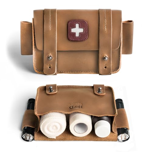 Image of Hide & Drink, Empty First Aid Bag, Mini Medical Storage Pouch, Rectangular Bag for Survival Kit, Full Grain Leather, Handmade