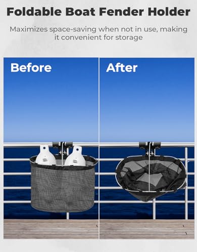 KEMIMOTO Boat Fender Holders, Folding Fender Rack with Stainless Steel Tube Clamp Fit for Boat Bumper Below 10 Inches - Thumbnail 3