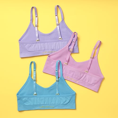Yellowberry 3pk Double-Layered Seamless Strappy Back Wire-Free Girls Bra for Teens and Tweens.3