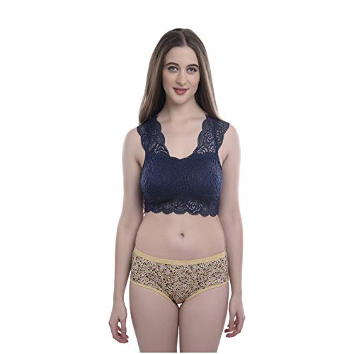 PUNYAANSH Collection Women/Girl Sakira Set Skin Lycra Cotton Fashion Bra & Panty