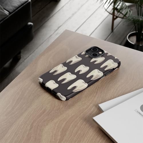 Coque iPhone 14 Plus rigide mate solide motif dents blanches design original - 4