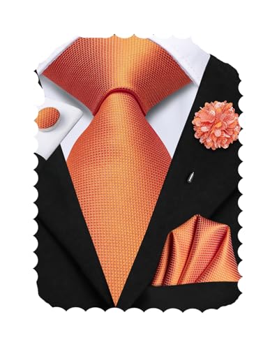 Image of Hi-Tie Men's Tie Lapel Pin Set Pocket Square Cufflinks Formal Woven Silk Tie Sets Wedding Party