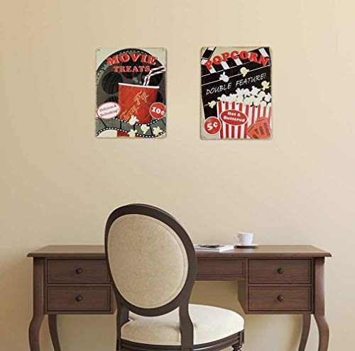 Uoopai Movie Treats Popcorn Metal Sign Vintage Art Decor House Cinema Metal Plaque Wall Poster #TOP4